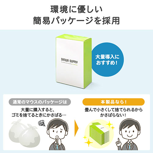 ワイヤレスマウス コンパクトマウス ブルーLED 3ボタン 左右対称（1200カウント レシーバー収納 電池式 ホワイト）