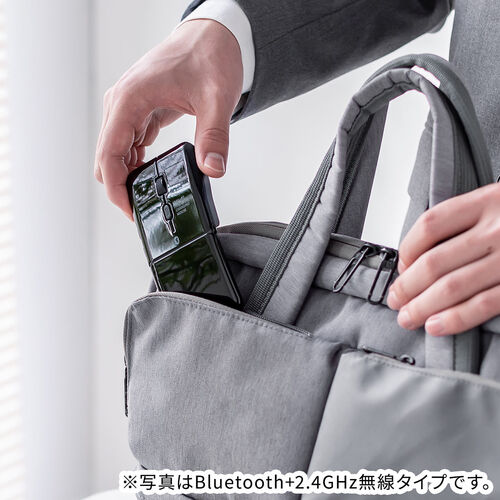 薄型マウス（Bluetoothマウス・5ボタン・小型・折りたたみ式・USB-C充電式・無線・ワイヤレス・マルチペアリング・コンパクト・戻る/進む ボタン・ブラック）