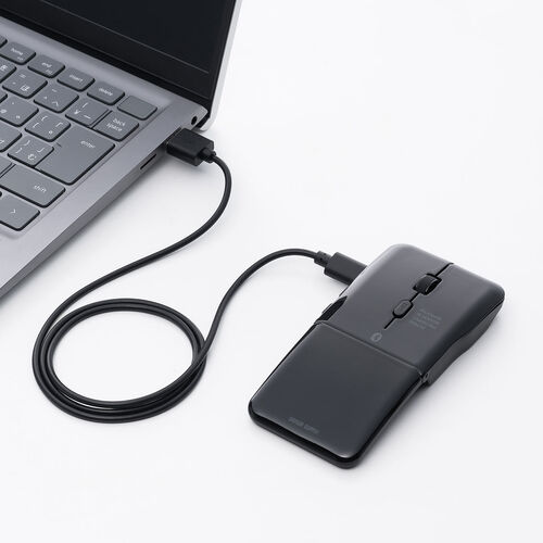 薄型マウス（Bluetoothマウス・5ボタン・小型・折りたたみ式・USB-C充電式・無線・ワイヤレス・マルチペアリング・コンパクト・戻る/進む ボタン・ブラック）