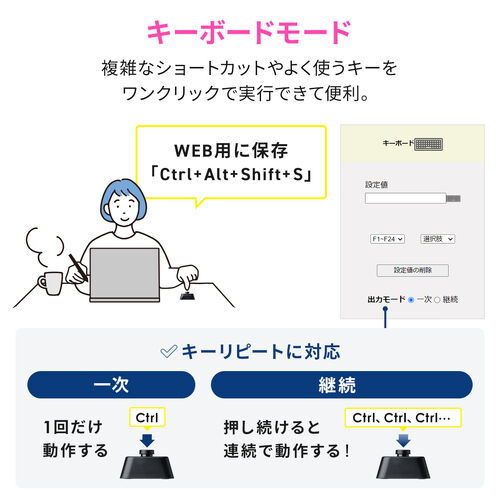 プログラマブルボタン（1ボタン/8機能・割り当て・有線 ＆ Bluetooth接続・左手デバイス・ページターナー・楽譜・ページ送り・USB充電器・電子書籍・コントローラー・ブラック）