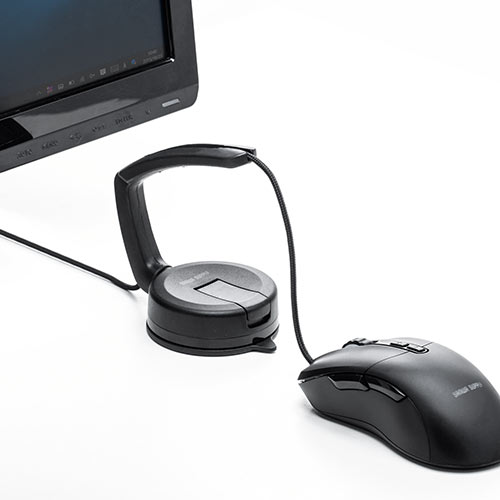 マウスバンジー（ケーブルホルダー・マウスコードホルダー・コードホルダー・吸盤取り付け・シリコンアーム・ゲーミング）