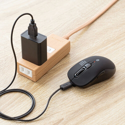 小型Bluetoothマウス（USB-C充電式・戻る/進む・5ボタン・ワイヤレス・静音・ラバーコーティング・ブラック）