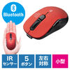 小型Bluetoothマウス（USB-C充電式・戻る/進む・5ボタン・ワイヤレス・静音・ラバーコーティング・レッド)