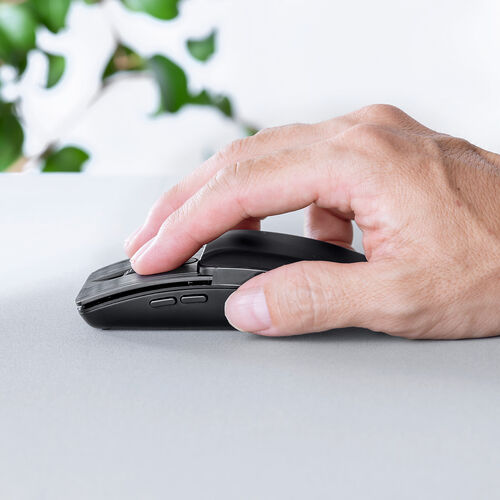 マウス（薄型・高速スクロール・Bluetooth・静音・スライドカバー・5ボタン・戻る/進むボタン・ポーチ付き・持ち運び・小型・携帯マウス・モバイルマウス・コンパクト・充電式・スリム・軽量・ブラック）