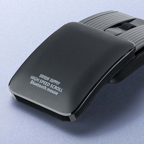 マウス（薄型・高速スクロール・Bluetooth・静音・スライドカバー・5ボタン・戻る/進むボタン・ポーチ付き・持ち運び・小型・携帯マウス・モバイルマウス・コンパクト・充電式・スリム・軽量・ブラック）