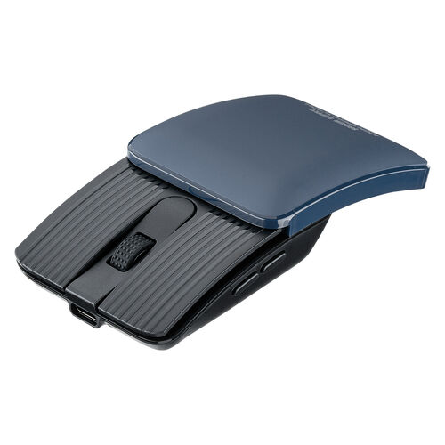 マウス（薄型・高速スクロール・Bluetooth・静音・スライドカバー・5ボタン・戻る/進むボタン・ポーチ付き・持ち運び・小型・携帯マウス・モバイルマウス・コンパクト・充電式・スリム・軽量・ブルー）