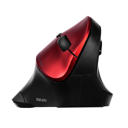 ワイヤレスマウス（Bluetooth・おすすめ・おしゃれ・人気・静音・エルゴマウス・マルチペアリング・電池式・レッド） MABT102R