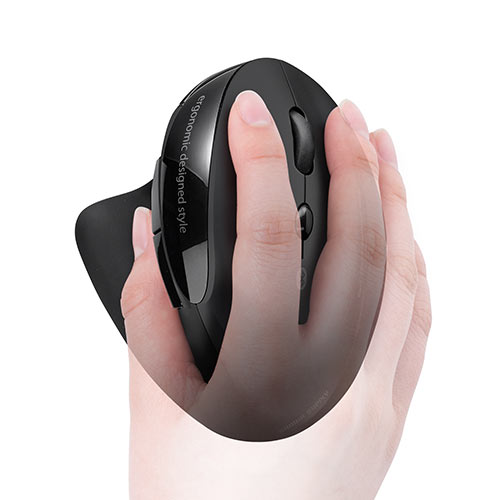 ワイヤレスマウス（Bluetooth・おすすめ・おしゃれ・人気・エルゴノミクス・充電式・静音・ブラック） MABT127