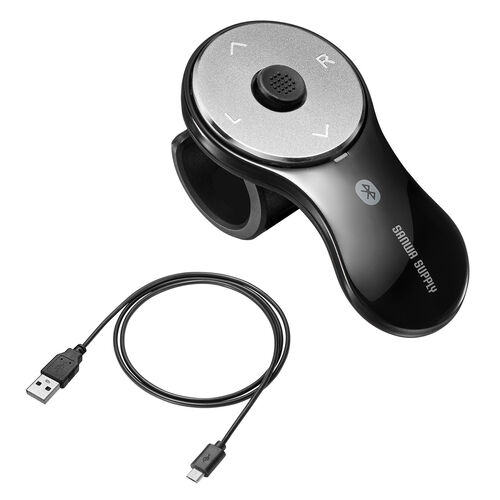 ワイヤレスマウス（リングマウス・Bluetooth接続・5ボタン・充電式・フィンガーマウス・スティック搭載・おすすめ・ブラック） MABT156BK2