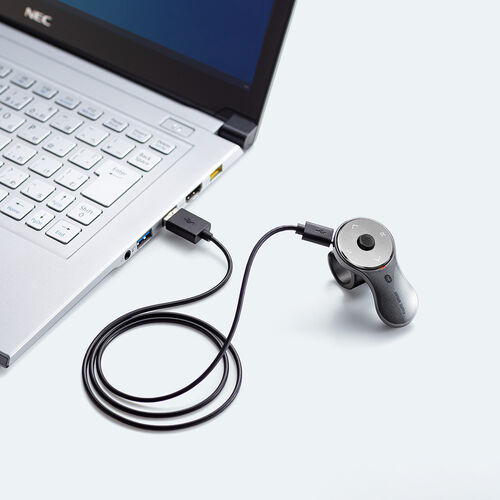 ワイヤレスマウス（リングマウス・Bluetooth接続・スティック搭載・5ボタン・充電式・フィンガーマウス・ガンメタリック・おすすめ） MABT156GM2