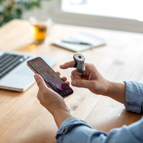 ワイヤレスマウス（リングマウス・Bluetooth接続・スティック搭載・5ボタン・充電式・フィンガーマウス・ガンメタリック・おすすめ） MABT156GM2