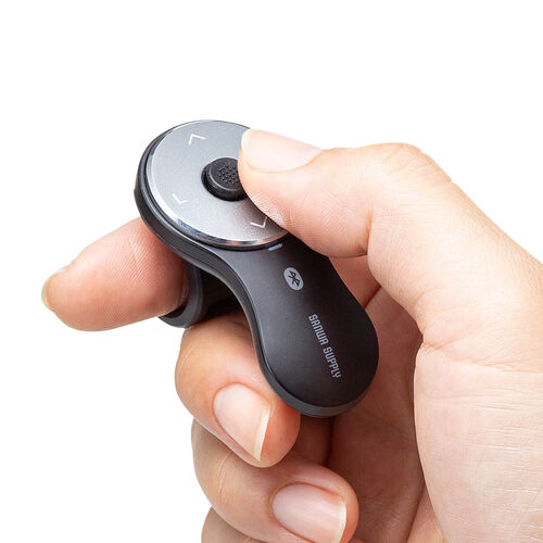 スティック搭載 リングマウス（Bluetooth接続・5ボタン・USB充電式・フィンガーマウス・マットブラック）