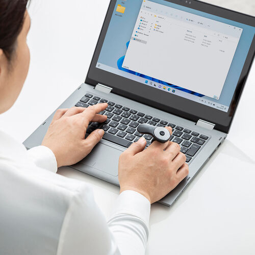 スティック搭載 リングマウス（Bluetooth接続・5ボタン・USB充電式・フィンガーマウス・マットブラック）