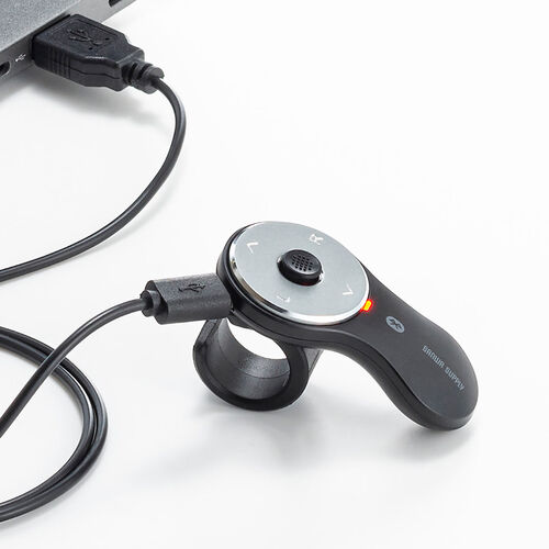 スティック搭載 リングマウス（Bluetooth接続・5ボタン・USB充電式・フィンガーマウス・マットブラック）
