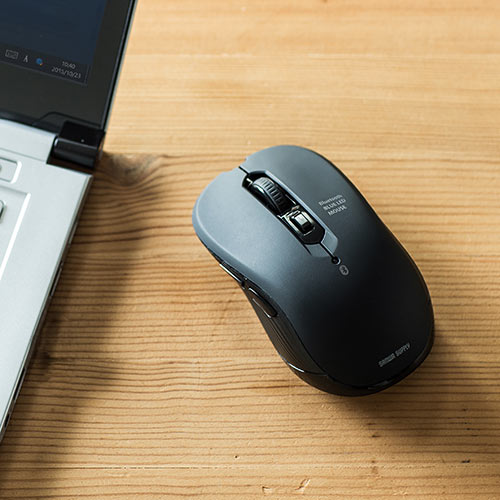 【アウトレット･訳あり・セール】ワイヤレスマウス（Bluetooth・ワイヤレス・ブルーLEDセンサー・5ボタン・左右対称・iPadOS対応・中型・おすすめ・ブラック） MABT158BK