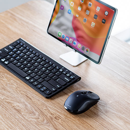 【アウトレット･訳あり・セール】ワイヤレスマウス（Bluetooth・ワイヤレス・ブルーLEDセンサー・5ボタン・左右対称・iPadOS対応・中型・おすすめ・ブラック） MABT158BK