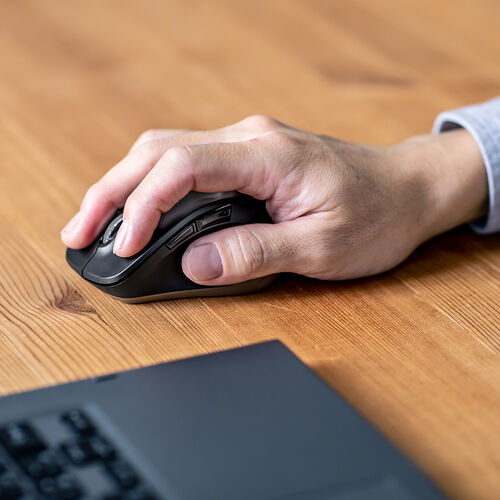 ワイヤレスマウス（Bluetoothマウス・小型・5ボタン・戻る進む・アルミホイール・静音・ALUmini・おすすめ・ブラック） MABT159BK2