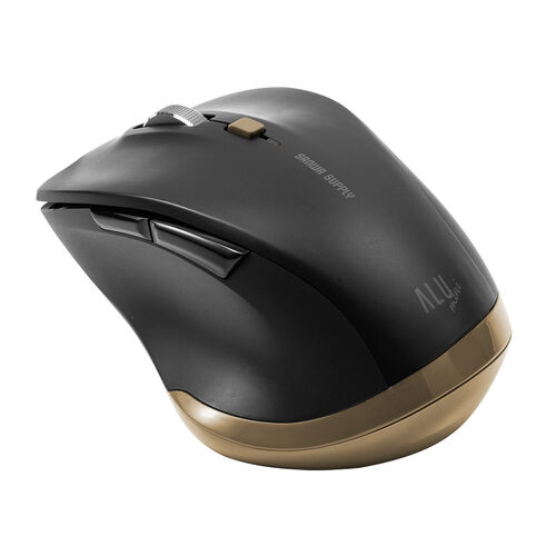 ワイヤレスマウス（Bluetoothマウス・小型・5ボタン・戻る進む・アルミホイール・静音・ALUmini・おすすめ・ブラック） MABT159BK2