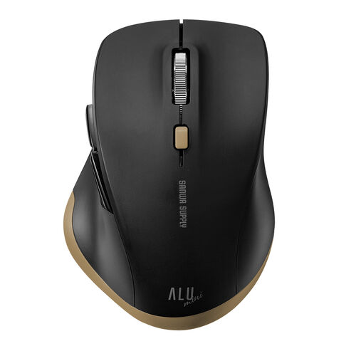 ワイヤレスマウス（Bluetoothマウス・小型・5ボタン・戻る進む・アルミホイール・静音・ALUmini・おすすめ・ブラック） MABT159BK2