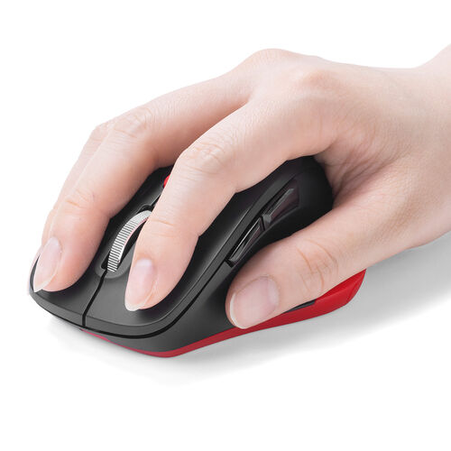 ワイヤレスマウス(Bluetooth・おすすめ・おしゃれ・人気・小型・5ボタン・戻る進む・アルミホイール・静音・ALUmini・レッド）MABT159BKR