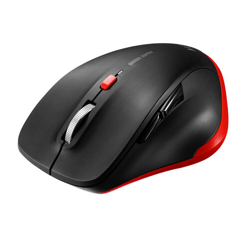 ワイヤレスマウス(Bluetooth・おすすめ・おしゃれ・人気・小型・5ボタン・戻る進む・アルミホイール・静音・ALUmini・レッド）MABT159BKR