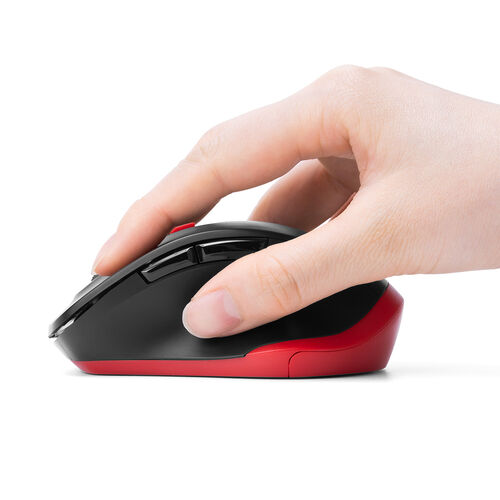 ワイヤレスマウス(Bluetooth・おすすめ・おしゃれ・人気・小型・5ボタン・戻る進む・アルミホイール・静音・ALUmini・レッド）MABT159BKR