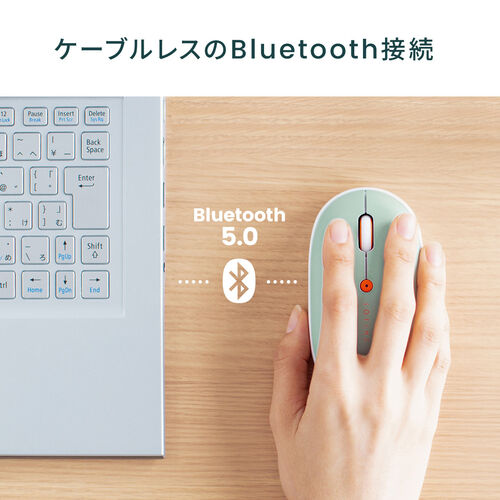 Bluetoothマウス（薄型・ブルーグリーン・静音・マルチペアリング・高速充電・Type-C・充電式・かわいい・おしゃれ・ワイヤレス・無線・軽い・フラット）