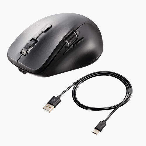 ワイヤレスマウス(Bluetooth・充電式・おすすめ・おしゃれ・人気・マルチペアリング・静音・ワイヤレス・DPI切替・ブラック）MABT191