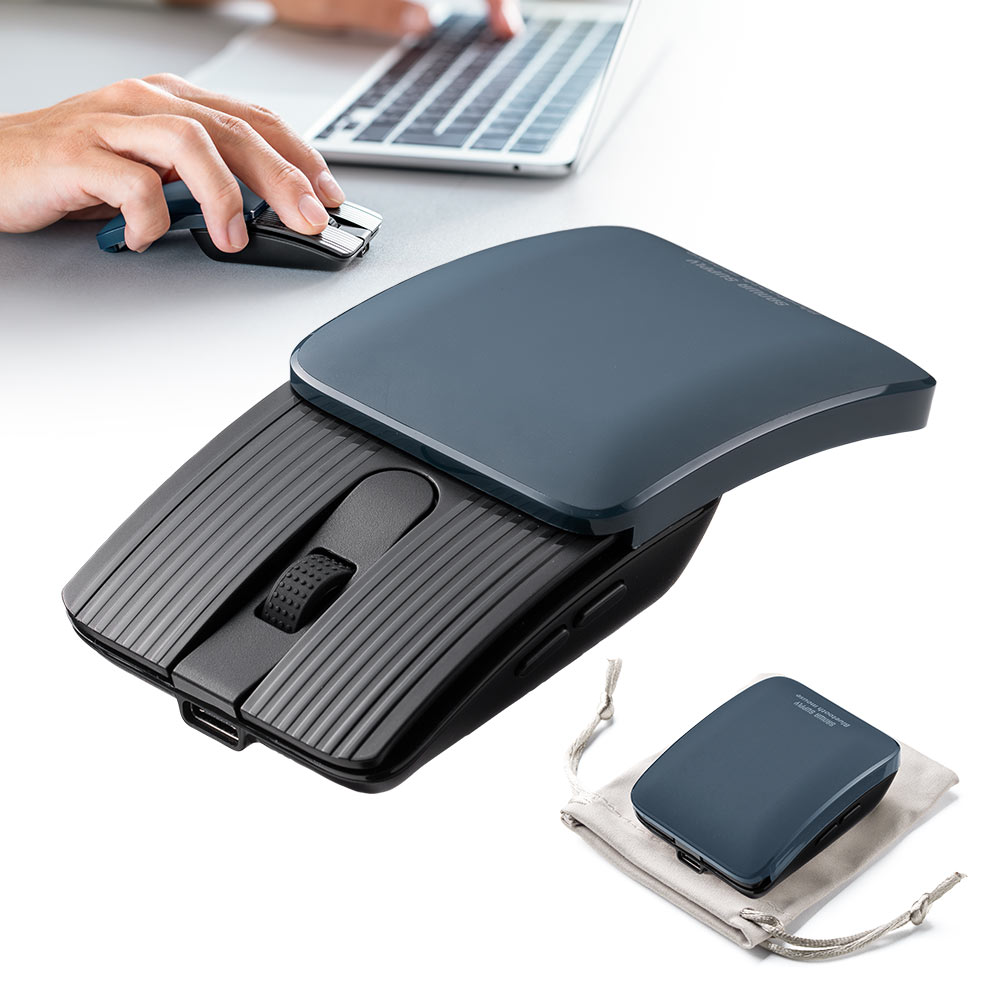 小型マウス｜折りたたみ・Bluetooth・静音・持ち歩き・ブルー