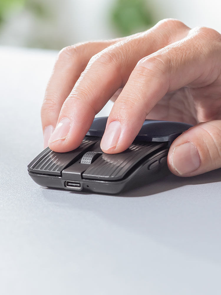 小型マウス｜折りたたみ・Bluetooth・静音・持ち歩き・ブルー