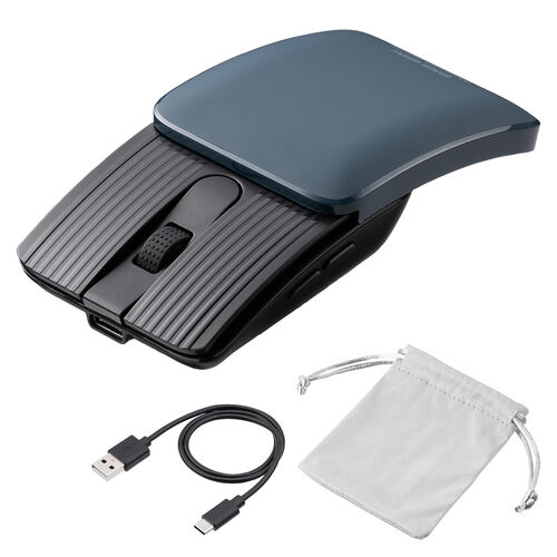 小型マウス｜折りたたみ・Bluetooth・静音・持ち歩き・ブルー