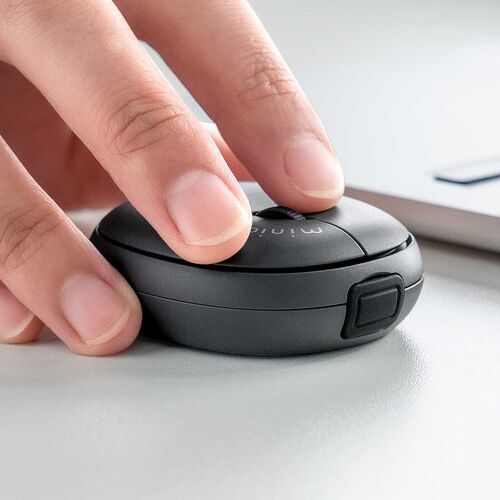 マウス（超小型・Bluetooth・ワイヤレス・ストラップ付き・5ボタン・充電式・持ち運び・無線・モバイルマウス・コンパクト・マルチペアリング・miniclip・ブラック）