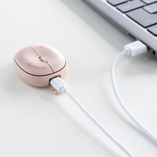 マウス（超小型・Bluetooth・ワイヤレス・ストラップ付き・5ボタン・充電式・持ち運び・無線・モバイルマウス・コンパクト・マルチペアリング・かわいい・miniclip・ピンク）