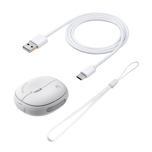 マウス（超小型・Bluetooth・ワイヤレス・ストラップ付き・5ボタン・充電式・持ち運び・無線・モバイルマウス・コンパクト・マルチペアリング・miniclip・ホワイト）