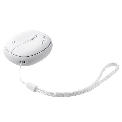 マウス（超小型・Bluetooth・ワイヤレス・ストラップ付き・5ボタン・充電式・持ち運び・無線・モバイルマウス・コンパクト・マルチペアリング・miniclip・ホワイト）