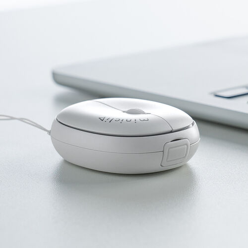 マウス（超小型・Bluetooth・ワイヤレス・ストラップ付き・5ボタン・充電式・持ち運び・無線・モバイルマウス・コンパクト・マルチペアリング・miniclip・ホワイト）
