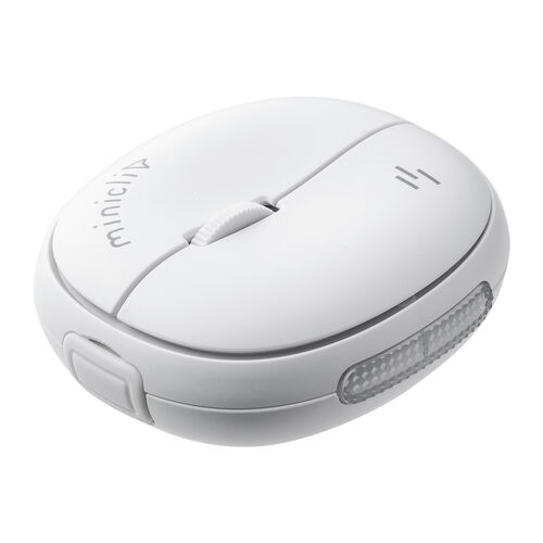 マウス（超小型・Bluetooth・ワイヤレス・ストラップ付き・5ボタン・充電式・持ち運び・無線・モバイルマウス・コンパクト・マルチペアリング・miniclip・ホワイト）