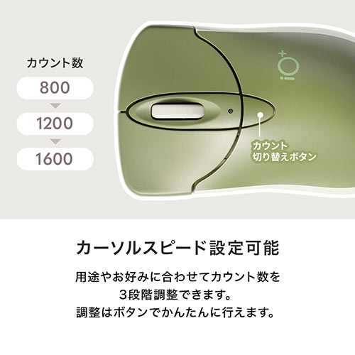 ワイヤレスマウス(Bluetooth・電池式・おすすめ・おしゃれ・人気・マルチペアリング・小型サイズ・3ボタン・カーキ） MABTIP3KH