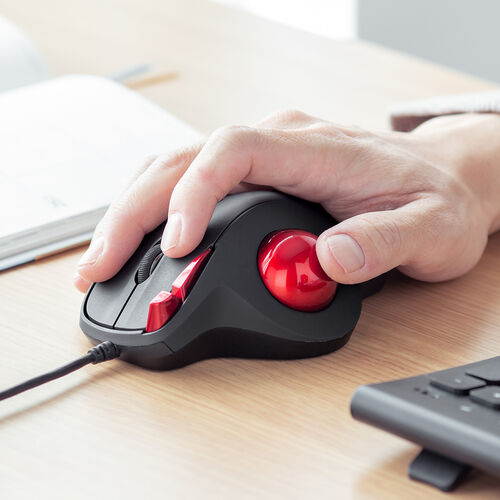 トラックボールマウス（有線・NOVA・静音・5ボタン・34mmボール・カウント切り替え・USB A接続） MATB167