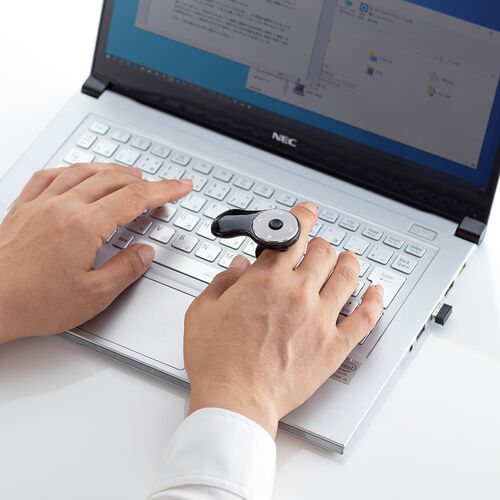 リングマウス（フィンガーマウス・プレゼンマウス・ワイヤレス・5ボタン・ドラッグ＆ドロップ対応・充電式・ブラック）