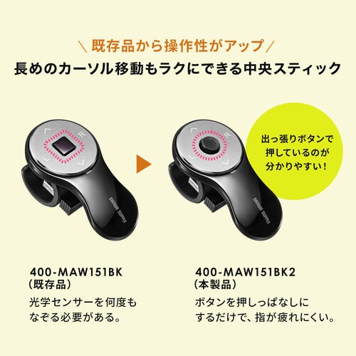 リングマウス（フィンガーマウス・プレゼンマウス・ワイヤレス・5ボタン・ドラッグ＆ドロップ対応・充電式・ブラック）