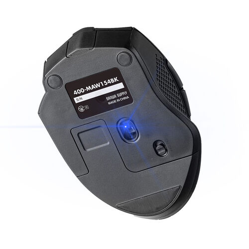 マウス(無線・ワイヤレス・2.4G・静音・ブルーLED・5ボタン・DPI切替・電池式・中型・ブラック)