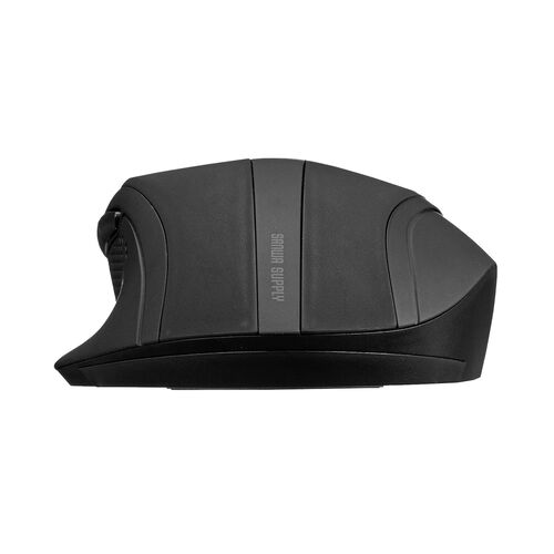 マウス(無線・ワイヤレス・2.4G・静音・ブルーLED・5ボタン・DPI切替・電池式・中型・ブラック)