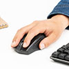 マウス(無線・ワイヤレス・2.4G・静音・ブルーLED・5ボタン・DPI切替・電池式・中型・ブラック)