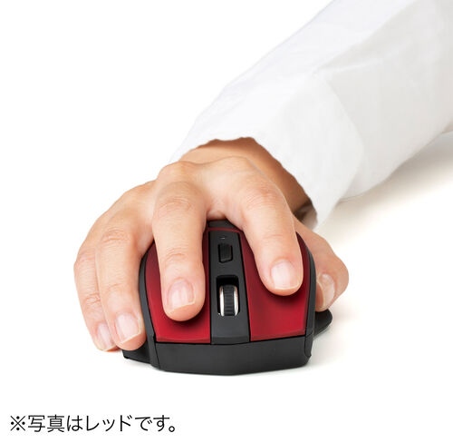 マウス(無線・ワイヤレス・2.4G・静音・ブルーLED・5ボタン・DPI切替・電池式・中型・ブラック)