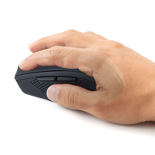 マウス(無線・ワイヤレス・2.4G・静音・ブルーLED・5ボタン・DPI切替・電池式・中型・ブラック)