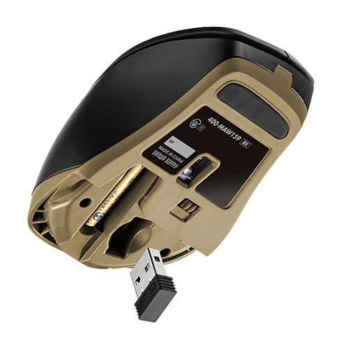 ワイヤレスマウス 小型マウス 5ボタンマウス アルミホイール 静音マウス ブルーLED Type-Aワイヤレス接続 ブラック