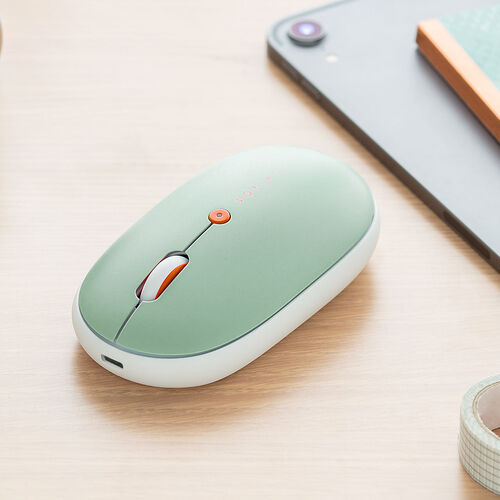 ワイヤレスマウス（薄型・ブルーグリーン・静音・USB Aレシーバー・高速充電・Type-C・充電式・かわいい・おしゃれ・軽い・フラット）