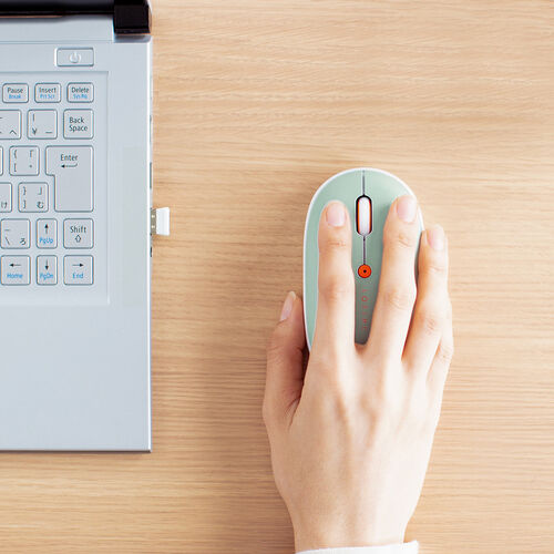 ワイヤレスマウス（薄型・ブルーグリーン・静音・USB Aレシーバー・高速充電・Type-C・充電式・かわいい・おしゃれ・軽い・フラット）