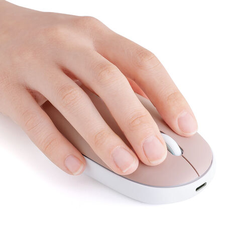 ワイヤレスマウス（薄型・ピンク・静音・USB Aレシーバー・高速充電・Type-C・充電式・かわいい・おしゃれ・軽い・フラット）